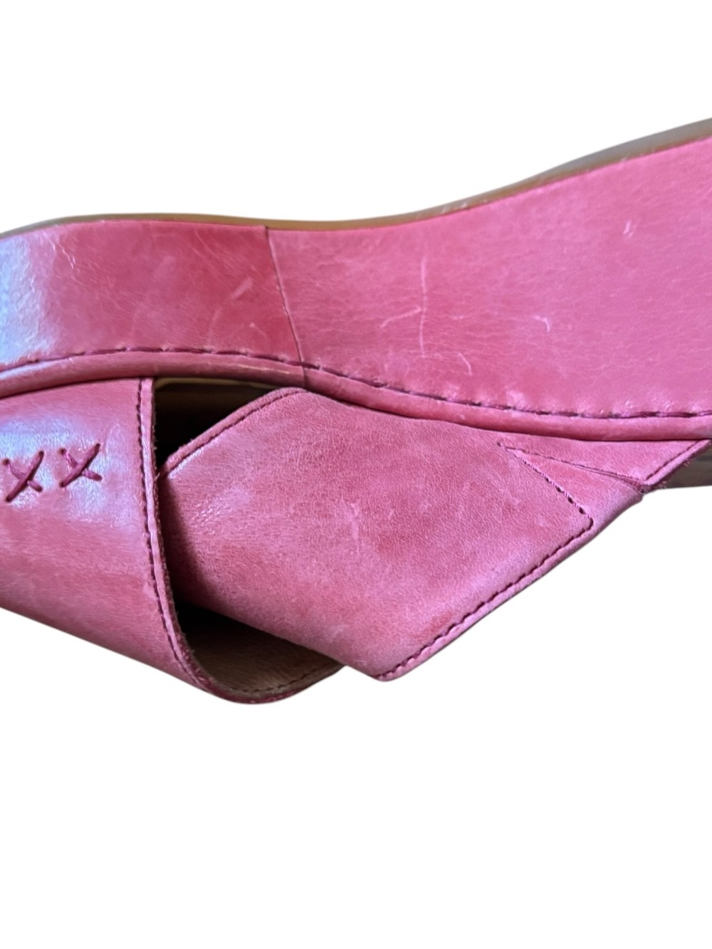 Born Pink Leather Crisscross Slide Mules with Buckle - Picture 8 of 13